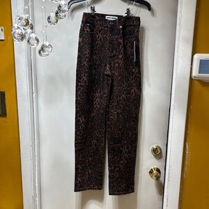 DKNY Leopard-Print Straight Jeans in Brown and Black